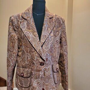 Gold and brown jacquard blazer with rope detailing